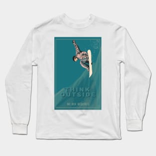 Think Outside No Box Required Retro style Snowboard Poster Long Sleeve T-Shirt